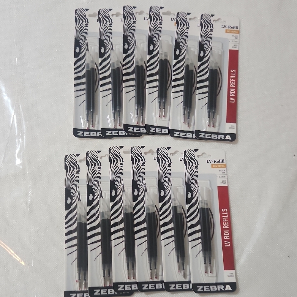 Zebra Sarasa LV RDI Gel Pen Refill Black Ink 7m Medium Tip office 12 pack 2=24
